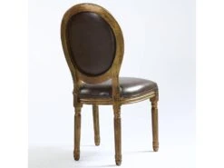 Lot De 2 Chaises De Style Médaillon Louis XVI Simili (P.U) Marron Bois Patiné Or -Mobilier De Restaurant chaise 20010465