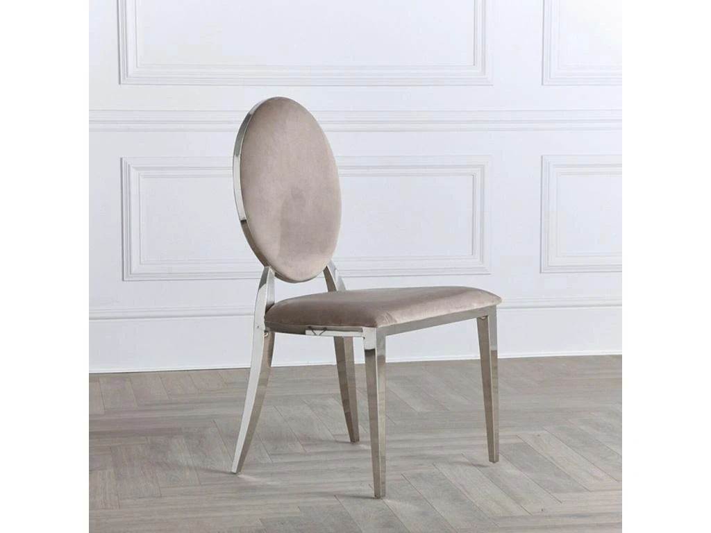 Lot De 2 Chaises Médaillon Pied Acier Era - Couleurs - Velours Taupe 3 Lot De 2 Chaises Médaillon Pied Acier Era - Couleurs - Velours Taupe – Image 3