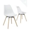 Lot De 2 Chaises Scandinaves Coussin Pieds Bois MIA (blanc)