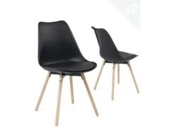 Lot De 2 Chaises Scandinaves Coussin Pieds Bois MIA (noir)