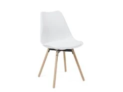 Lot De 4 Chaises Scandinaves Coussin Pieds Bois MIA (blanc) -Mobilier De Restaurant chaise 20121729