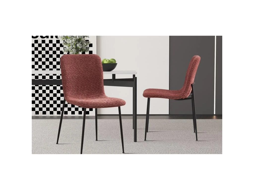 Chaise 'ALICE' Bouclé Rose, Dimension H81.5 X L42 X P57, Idéal Pour Votre Cuisine Ou Salle à Manger 2 Chaise 'ALICE' Bouclé Rose, Dimension H81.5 X L42 X P57, Idéal Pour Votre Cuisine Ou Salle à Manger – Image 2