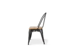KOSMI - Lot De 4 Chaises En Métal Noir Mat Et Assise En Bois Clair - Style Industriel -Mobilier De Restaurant chaise 21142135
