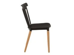 KOSMI - Lot De 4 Chaises Noires Style Scandinave à Barreaux Modèle Pop Avec Coque En Résine Noire Et Pieds En Bois Naturel -Mobilier De Restaurant chaise 21142299