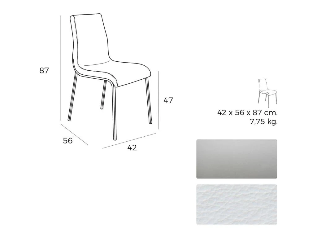 Chaise Rembourrée Structure Acier Inoxydable. 5 Chaise Rembourrée Structure Acier Inoxydable. – Image 5
