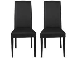 Lot De 6 Chaises TACOMA - Simili Noir & Pieds Noirs -Mobilier De Restaurant chaise 212191