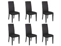Lot De 6 Chaises TACOMA - Simili Noir & Pieds Noirs -Mobilier De Restaurant chaise 212671