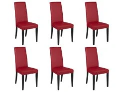 Lot De 6 Chaises TACOMA - Simili Rouge & Pieds Noirs 16 Lot De 6 Chaises TACOMA - Simili Rouge & Pieds Noirs -Mobilier De Restaurant chaise 212683