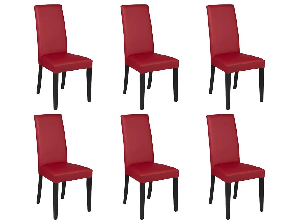 Lot De 6 Chaises TACOMA - Simili Rouge & Pieds Noirs 8 Lot De 6 Chaises TACOMA - Simili Rouge & Pieds Noirs – Image 8