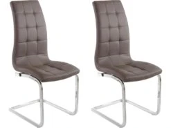 Lot De 2 Chaises De Salle à Manger Rembourrées En PU Cappuccino -Mobilier De Restaurant chaise 21686501