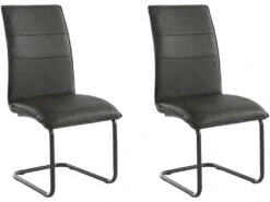 Lot De 2 Chaises De Salle à Manger Rembourrées En PU Anthracite -Mobilier De Restaurant chaise 21687019