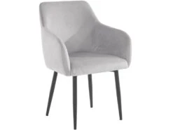 Lot De 2 Chaises De Salle à Manger Rembourrées En Velours Gris Clair -Mobilier De Restaurant chaise 21687861