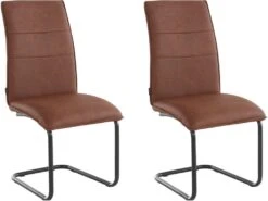 Chaises De Salle à Manger Rembourrées Lot De 2 En PU Cognac -Mobilier De Restaurant chaise 21692531