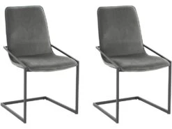 Lot De 2 Chaises De Salle à Manger Rembourrées En Velours Gris -Mobilier De Restaurant chaise 21693055
