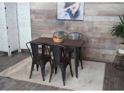 4x Chaises De Salle à Manger Cuisine Design Industriel En Métal Noir Assise Synthétique Gris 04_0000597 9 4x Chaises De Salle à Manger Cuisine Design Industriel En Métal Noir Assise Synthétique Gris 04_0000597 -Mobilier De Restaurant chaise 21741021