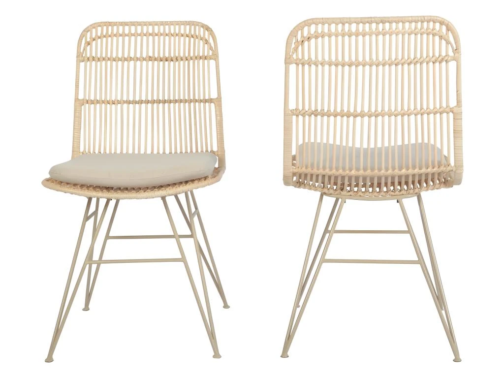 Uyuni - Lot De 2 Chaises Design En Rotin Pieds Beiges - Couleur - Naturel 8 Uyuni - Lot De 2 Chaises Design En Rotin Pieds Beiges - Couleur - Naturel – Image 8