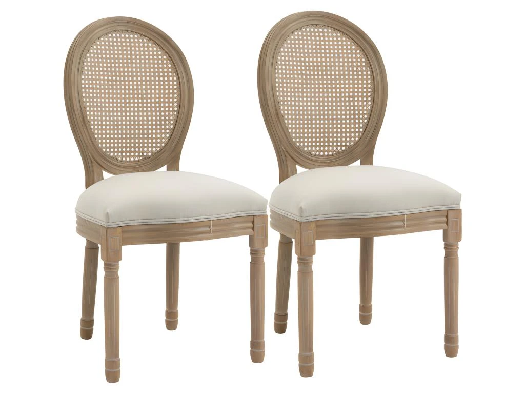 Lot De 2 Chaises Louis XVI Cannage VERSAILLES Lin Beige 1 Lot De 2 Chaises Louis XVI Cannage VERSAILLES Lin Beige