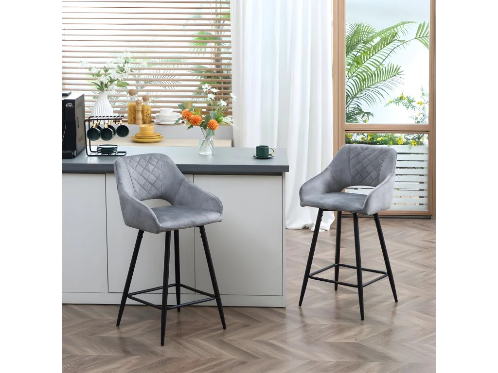 Lot De 2 Chaises De Salon SAMUEL Gris Et Noir 2 Lot De 2 Chaises De Salon SAMUEL Gris Et Noir – Image 2