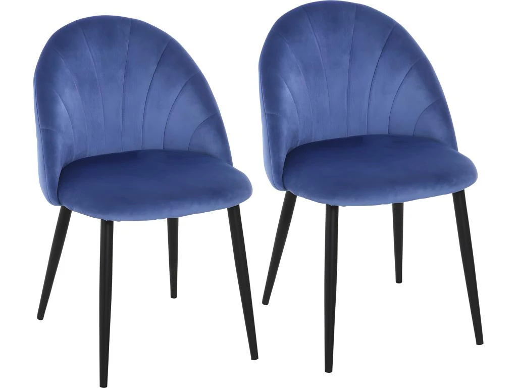 Lot De 2 Chaises Velours Art Déco BETTYSTOWN Bleues 1 Lot De 2 Chaises Velours Art Déco BETTYSTOWN Bleues