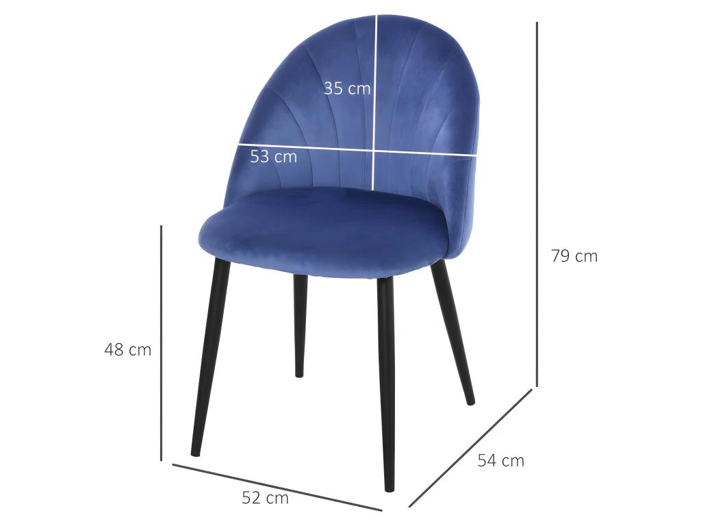 Lot De 2 Chaises Velours Art Déco BETTYSTOWN Bleues 3 Lot De 2 Chaises Velours Art Déco BETTYSTOWN Bleues – Image 3