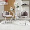 Lot De 2 Chaises Godole - Structure En L - Dossier En Forme De Pétale - Cachemire - Gris & Argent