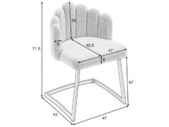 Lot De 2 Chaises Godole - Structure En L - Dossier En Forme De Pétale - Cachemire - Gris & Argent -Mobilier De Restaurant chaise 22125357