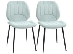 Lot De 2 Chaises De Salle à Manger En Velours Avec Dossier, Assise Rembourrée Et Pieds En Acier Vert Et Noir