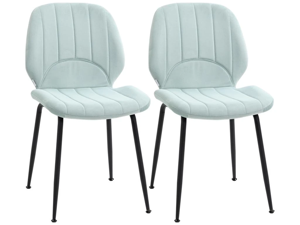 Lot De 2 Chaises De Salle à Manger En Velours Avec Dossier, Assise Rembourrée Et Pieds En Acier Vert Et Noir 1 Lot De 2 Chaises De Salle à Manger En Velours Avec Dossier, Assise Rembourrée Et Pieds En Acier Vert Et Noir