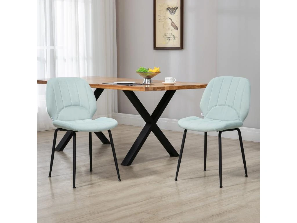 Lot De 2 Chaises De Salle à Manger En Velours Avec Dossier, Assise Rembourrée Et Pieds En Acier Vert Et Noir 2 Lot De 2 Chaises De Salle à Manger En Velours Avec Dossier, Assise Rembourrée Et Pieds En Acier Vert Et Noir – Image 2