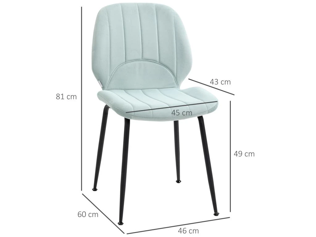 Lot De 2 Chaises De Salle à Manger En Velours Avec Dossier, Assise Rembourrée Et Pieds En Acier Vert Et Noir 3 Lot De 2 Chaises De Salle à Manger En Velours Avec Dossier, Assise Rembourrée Et Pieds En Acier Vert Et Noir – Image 3