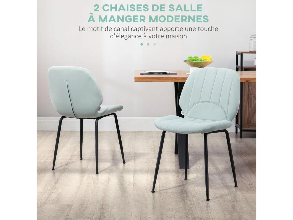 Lot De 2 Chaises De Salle à Manger En Velours Avec Dossier, Assise Rembourrée Et Pieds En Acier Vert Et Noir 5 Lot De 2 Chaises De Salle à Manger En Velours Avec Dossier, Assise Rembourrée Et Pieds En Acier Vert Et Noir – Image 5