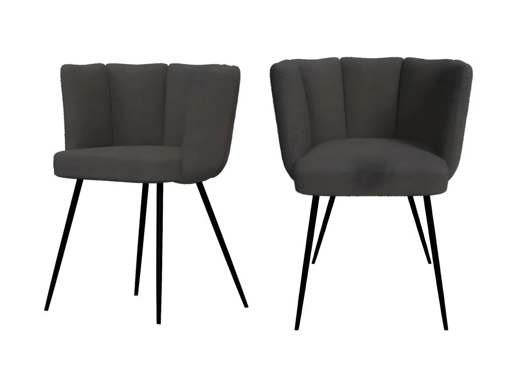 Chaise Cosette En Tissu Bouclé Gris Foncé (lot De 2) 1 Chaise Cosette En Tissu Bouclé Gris Foncé (lot De 2)