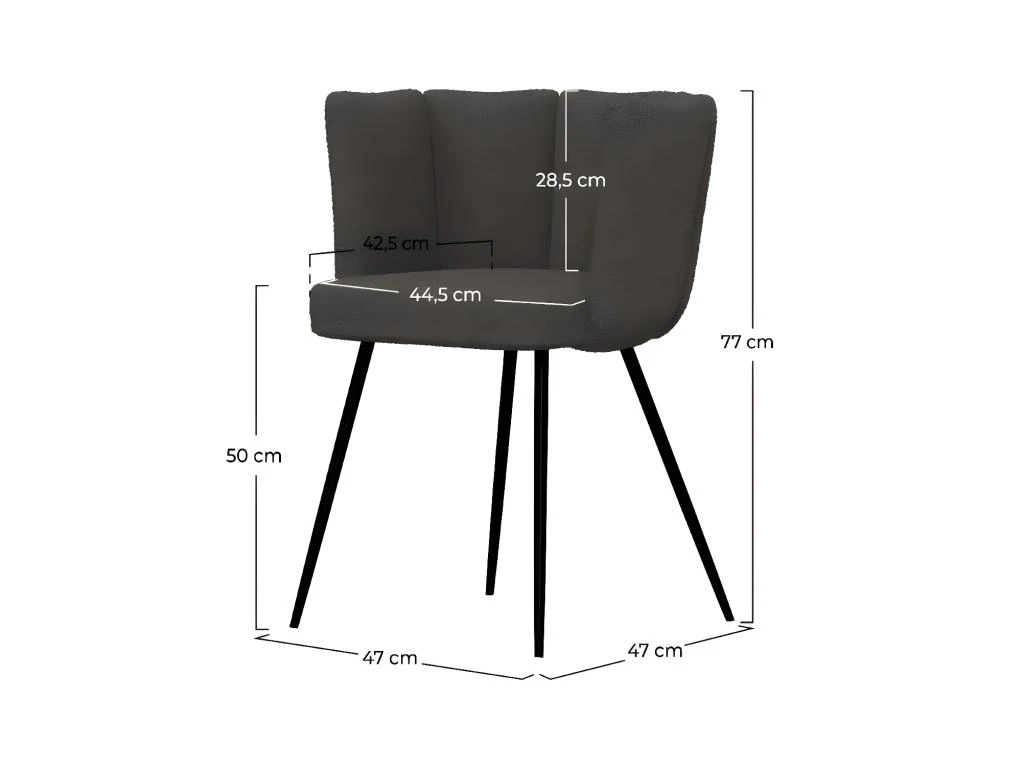 Chaise Cosette En Tissu Bouclé Gris Foncé (lot De 2) 2 Chaise Cosette En Tissu Bouclé Gris Foncé (lot De 2) – Image 2