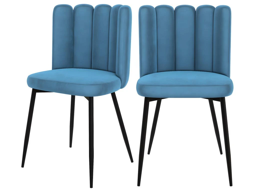 Chaise Rosy En Velours Bleu (lot De 2) 1 Chaise Rosy En Velours Bleu (lot De 2)