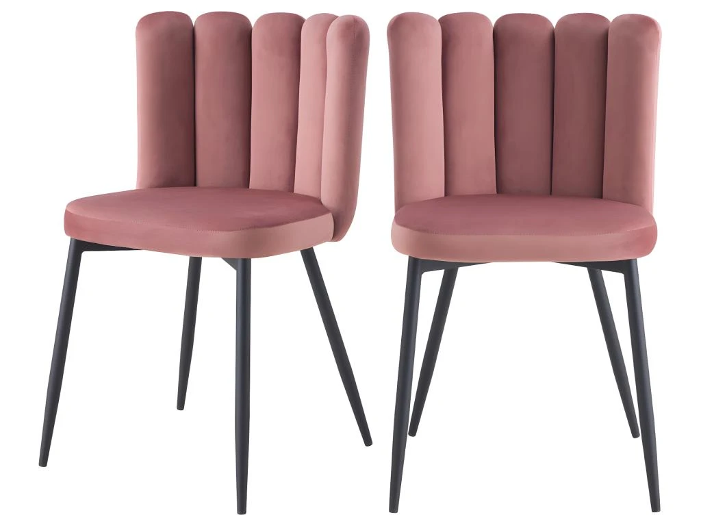 Chaise Rosy En Velours Vieux Rose (lot De 2) 1 Chaise Rosy En Velours Vieux Rose (lot De 2)