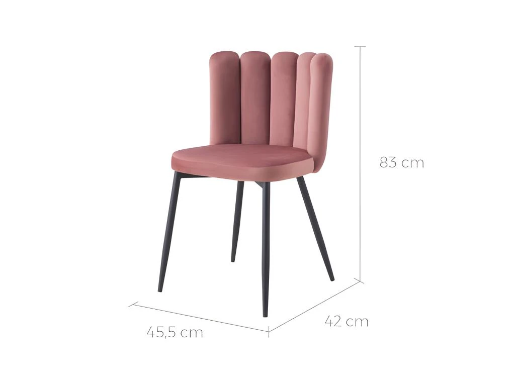 Chaise Rosy En Velours Vieux Rose (lot De 2) 3 Chaise Rosy En Velours Vieux Rose (lot De 2) – Image 3