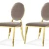 Lot De 2 Chaises Médaillon Pied Couleur Or Era - Couleurs - Velours Taupe