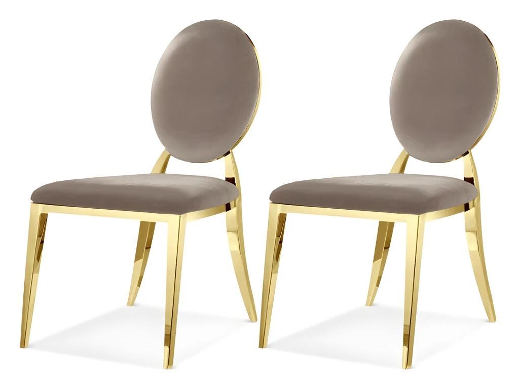 Lot De 2 Chaises Médaillon Pied Couleur Or Era - Couleurs - Velours Taupe 1 Lot De 2 Chaises Médaillon Pied Couleur Or Era - Couleurs - Velours Taupe