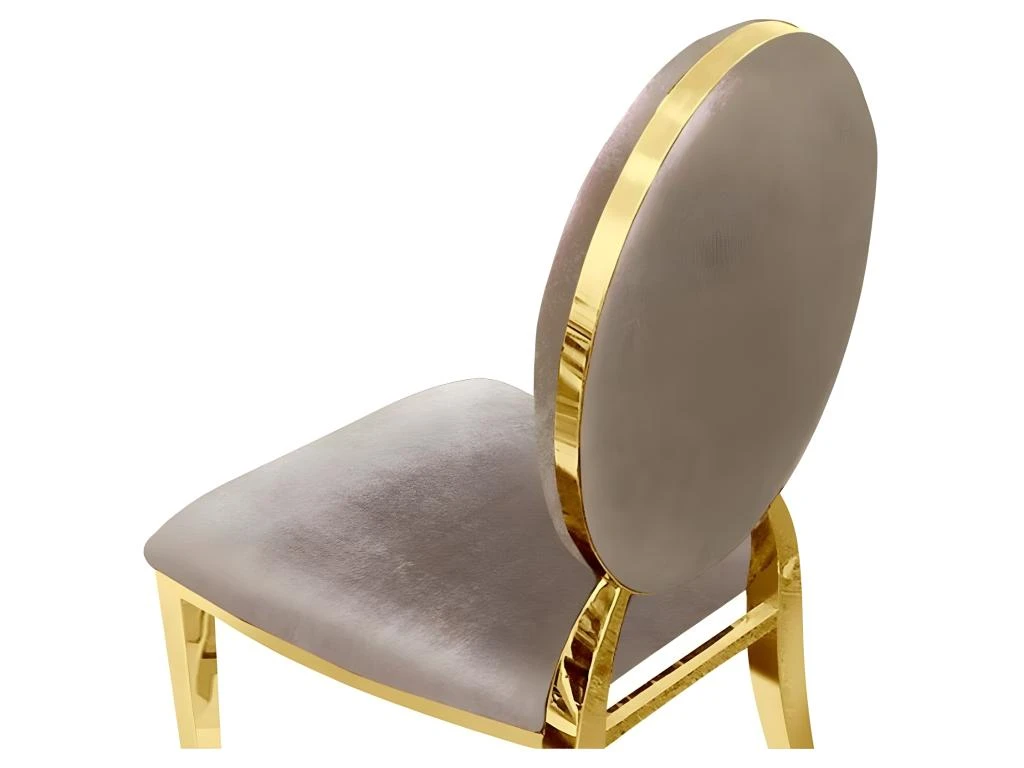 Lot De 2 Chaises Médaillon Pied Couleur Or Era - Couleurs - Velours Taupe 2 Lot De 2 Chaises Médaillon Pied Couleur Or Era - Couleurs - Velours Taupe – Image 2