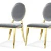 Lot De 2 Chaises Médaillon Pied Couleur Or Era - Couleurs - Velours Gris