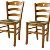 Lot De 2 Chaises Rustiques Chêne/Paille N°2 - PISA - L 45.5 X L 42.5 X H 88 Cm