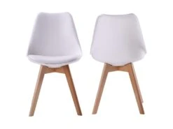 Lot De 2 Chaises Scandinaves NORA Blanches Avec Coussin - HAPPY GARDEN -Mobilier De Restaurant chaise 22365955