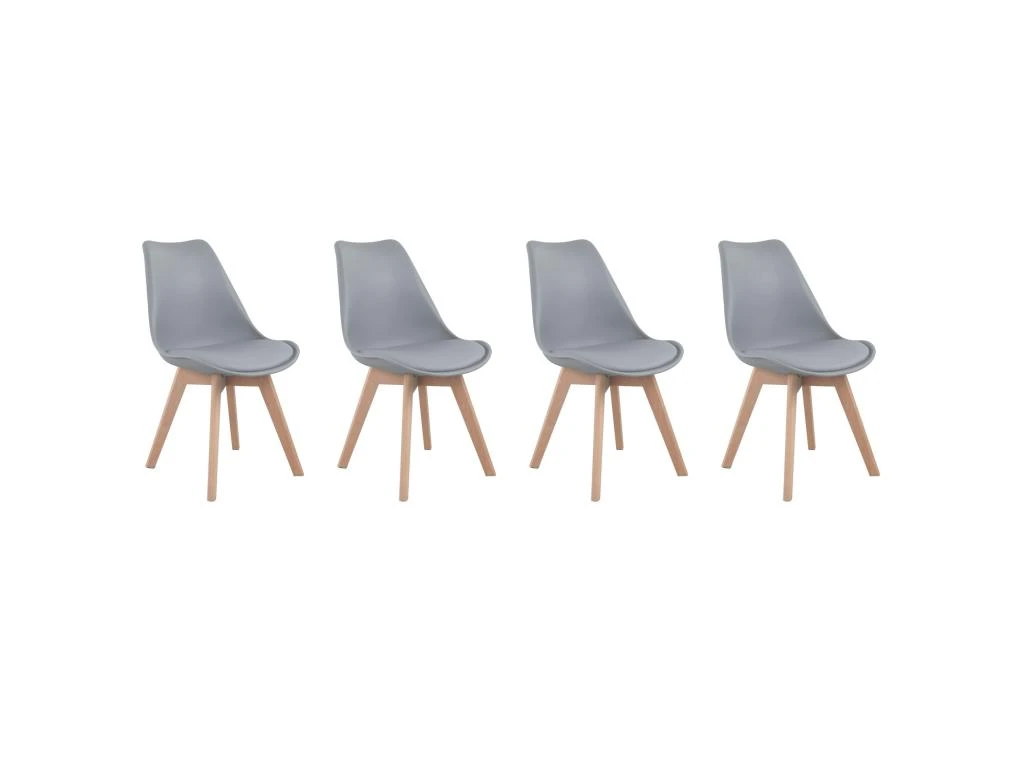 Lot De 4 Chaises Scandinaves NORA Grises Avec Coussin - HAPPY GARDEN 2 Lot De 4 Chaises Scandinaves NORA Grises Avec Coussin - HAPPY GARDEN – Image 2