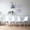 Lot De 4 Chaises Scandinaves NORA Blanches Avec Coussin - HAPPY GARDEN