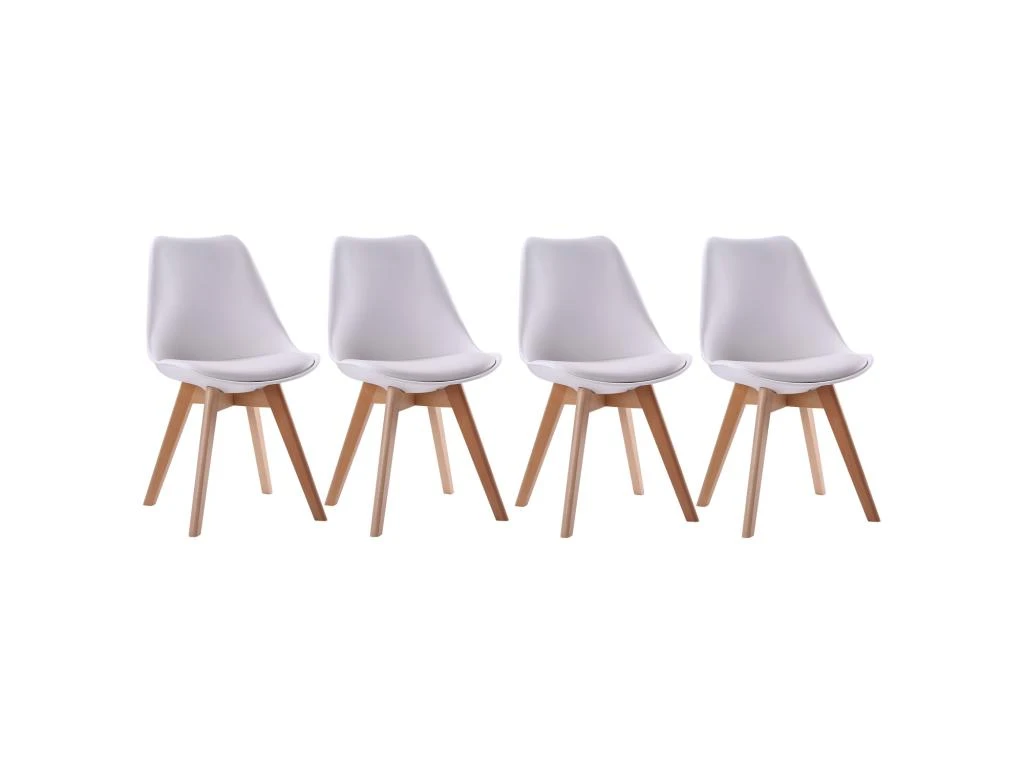 Lot De 4 Chaises Scandinaves NORA Blanches Avec Coussin - HAPPY GARDEN 2 Lot De 4 Chaises Scandinaves NORA Blanches Avec Coussin - HAPPY GARDEN – Image 2