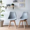 Lot De 2 Chaises Scandinaves NORA Grises Avec Coussin - HAPPY GARDEN