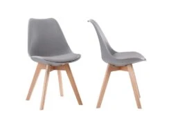 Lot De 2 Chaises Scandinaves NORA Grises Avec Coussin - HAPPY GARDEN -Mobilier De Restaurant chaise 22366515