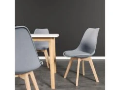 Lot De 2 Chaises Scandinaves NORA Grises Avec Coussin - HAPPY GARDEN -Mobilier De Restaurant chaise 22366521