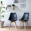Lot De 2 Chaises Scandinaves NORA Noires Avec Coussin - HAPPY GARDEN