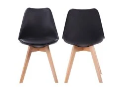 Lot De 2 Chaises Scandinaves NORA Noires Avec Coussin - HAPPY GARDEN -Mobilier De Restaurant chaise 22366529